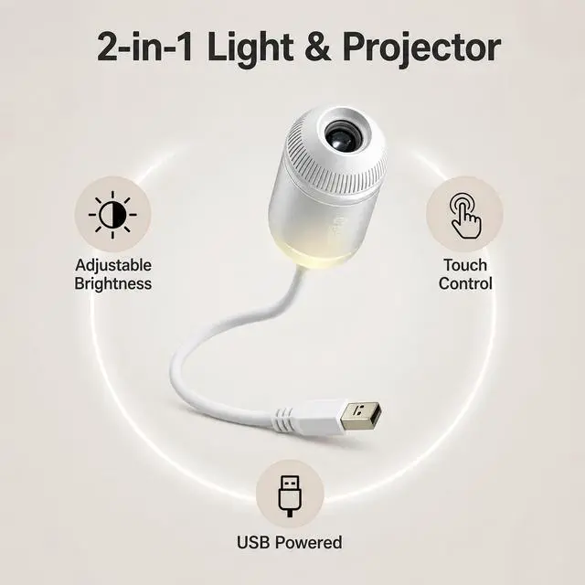 Alt view image 5 of 7 - 2-in-1 Galaxy Projector Night Light, USB Starry Sky Night Light Projector with Adjustable Brightness, Mini LED Projection Lamp for Bedroom Ceiling Wall Room Decor (10 Projection Films)