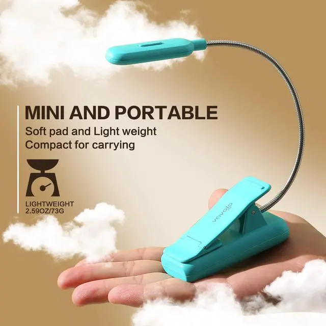 Alt view image 3 of 6 - Clip On Book Light for Bed Kids, 7 LED Reading Light with 9-Level Warm Cool White Daylight, Eye Care Lamp with Power Indicator for Bookworms (Blue)