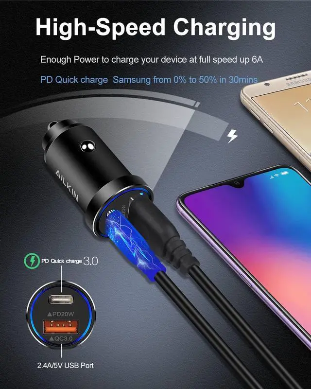 Alt view image 2 of 7 - 2Pack 12v USB Charger USBC Car Charger Adapter, Mini Car Phone Adapter USBC