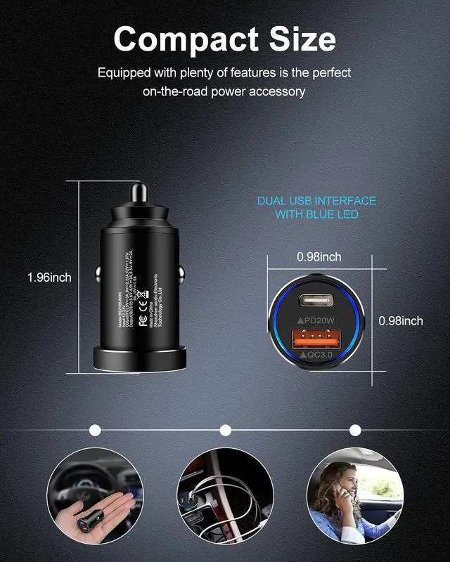 Alt view image 4 of 7 - 2Pack 12v USB Charger USBC Car Charger Adapter, Mini Car Phone Adapter USBC