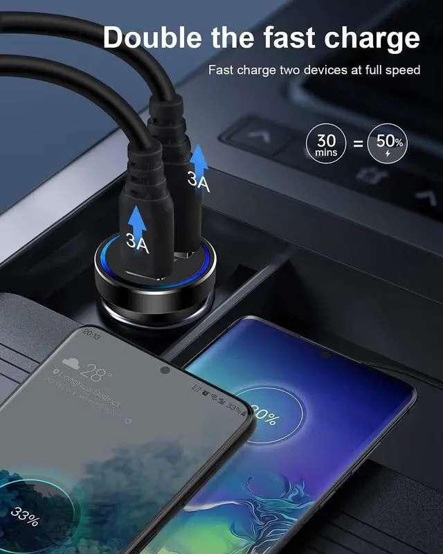 Alt view image 5 of 7 - 2Pack 12v USB Charger USBC Car Charger Adapter, Mini Car Phone Adapter USBC