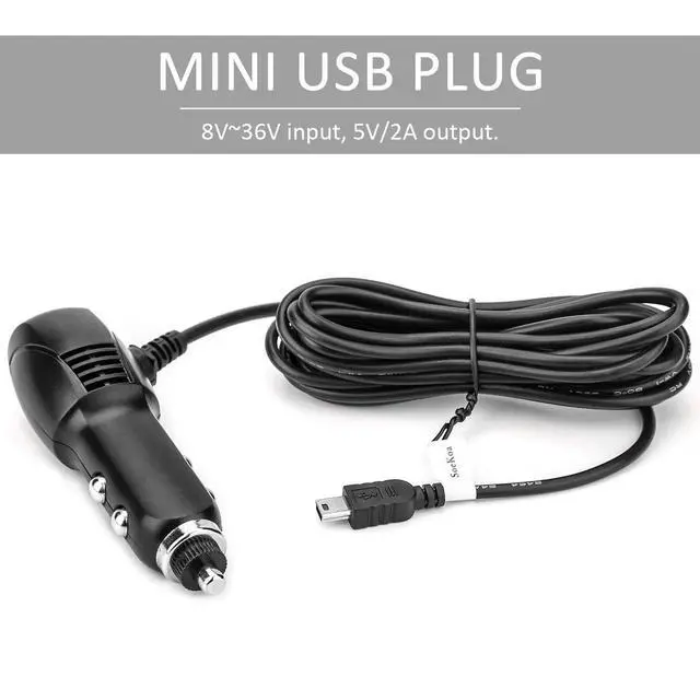 Alt view image 5 of 6 - Dash Cam Charger Mini USB, Car Charger with USB Port Compatible with APEMAN, Rexing, Byakov, AKASO, Crosstour, Trekpow, Pruveeo, OldShark, Garmin and Most Other Dash Cam, Android Devices. (11.5FT)