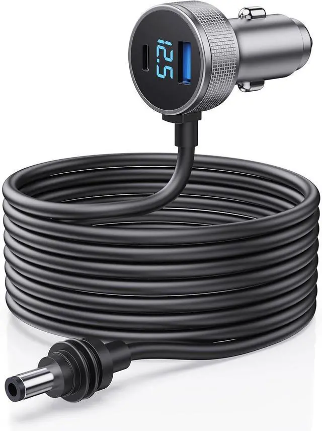 Main image of Starlink Mini Cable, 3 in 1 Starlink Mini Car Charger DC Power Cable+ Cigarette Lighter Adapter 12V-48V with Digital Display, Durable USB C PD 40W and USB A 35W Ports for Trucks and Cars (13.1FT)