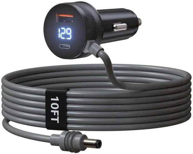 Main image of Starlink Mini Car Charger with Digital Display & Dual USB Ports | 10FT 12V/24V Cigarette Lighter Adapter for Starlink Mini Power, USB-A & Type-C Port