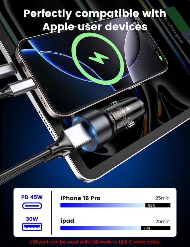 Alt view image 3 of 6 - USB C Car Charger, 75W Mini Cigarette Lighter USB Charger