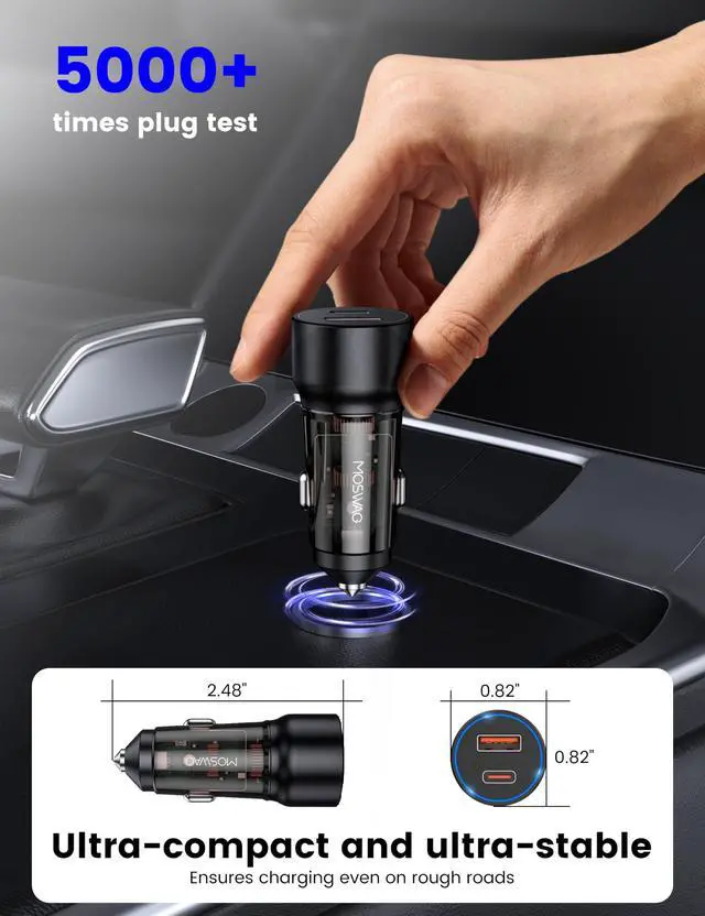 Alt view image 4 of 6 - USB C Car Charger, 75W Mini Cigarette Lighter USB Charger