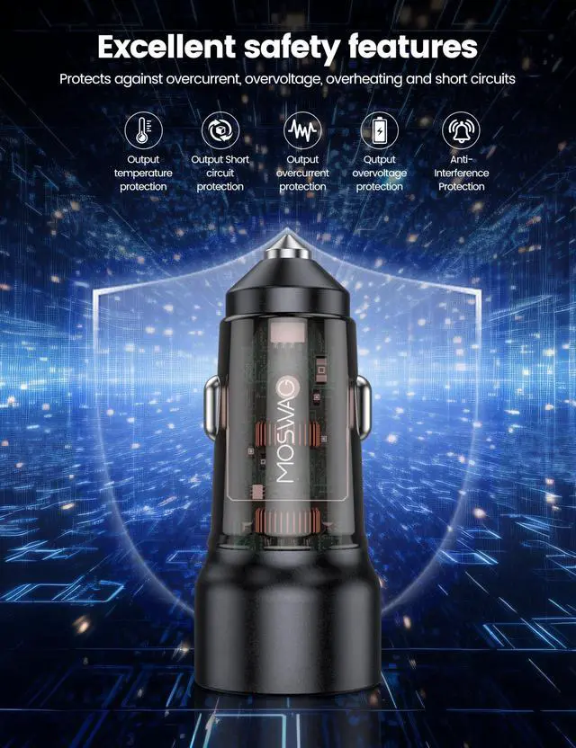Alt view image 5 of 6 - USB C Car Charger, 75W Mini Cigarette Lighter USB Charger