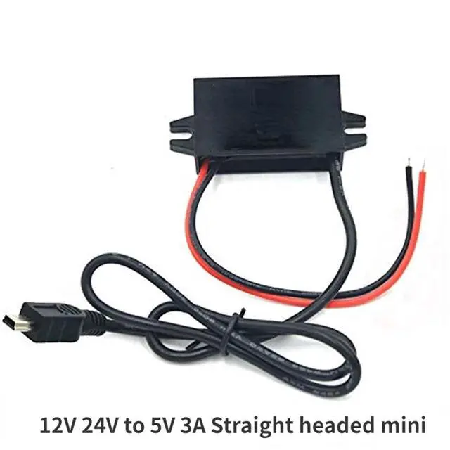 Alt view image 2 of 7 - 1pc 12V 24V to 5V 3A 15W Regulator Power Supply Module Dual USB Output Power Adapter Converter for Car Charger(Straight Headed mini)