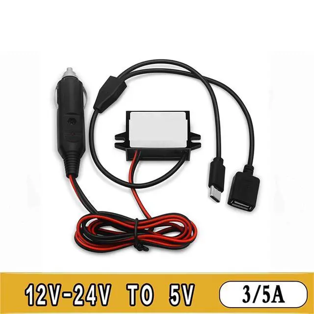 Alt view image 2 of 4 - DC Step Down Converter12V24V to 5V 3A Car Phone Charger USB 15W Buck Power Supply(Female and MINI USB)