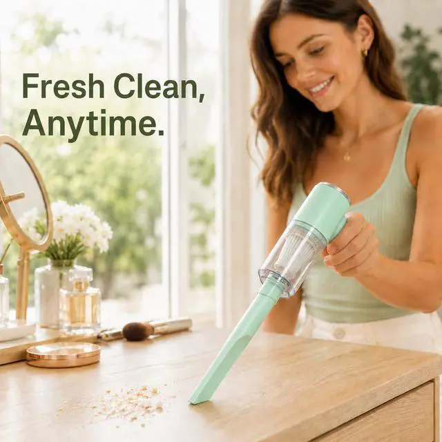 Alt view image 2 of 7 - Mini Handheld Vacuum Cordless, Lightweight Portable Small Vacuum Cleaner for Car, Desk, Keyboard, Sofa, Drawers and Crumbs, USB Rechargeable with Washable Filter, Mint Green