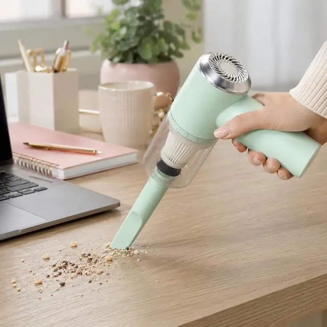 Alt view image 5 of 7 - Mini Handheld Vacuum Cordless, Lightweight Portable Small Vacuum Cleaner for Car, Desk, Keyboard, Sofa, Drawers and Crumbs, USB Rechargeable with Washable Filter, Mint Green