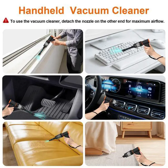 Alt view image 3 of 7 - F32MAX Compressed Air Duster-150,000RPM Super Power Electric Air Duster and Vacuum Cleaner & Bag Vacuum Sealer 3-in-1for PC Keyboard Cleaning, Car Interior Cleaning.
