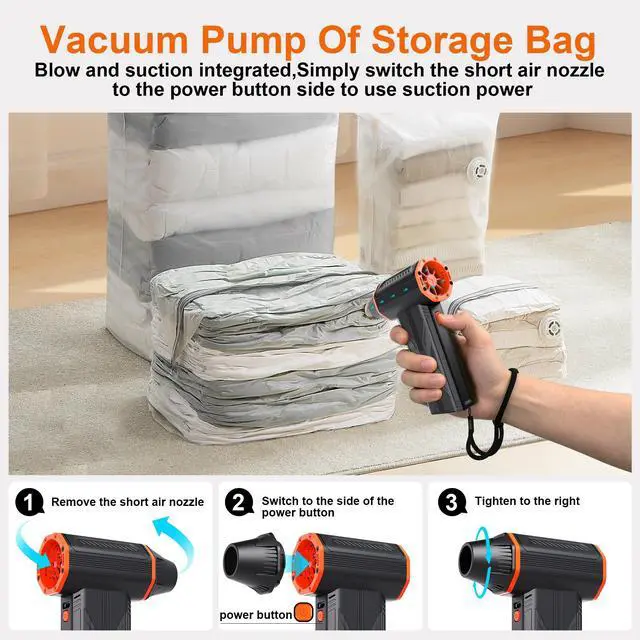 Alt view image 4 of 7 - F32MAX Compressed Air Duster-150,000RPM Super Power Electric Air Duster and Vacuum Cleaner & Bag Vacuum Sealer 3-in-1for PC Keyboard Cleaning, Car Interior Cleaning.