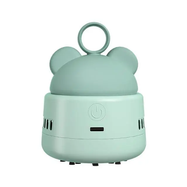 Alt view image 2 of 7 - Mini Desktop Vacuum Cleaner with USB Charging, Cleaning Brush, Bear Head Ring for Easy Grip, 360° Swivel Portable Vacuum Cleaner for Keyboards Office Desks and Other Dusty Debris