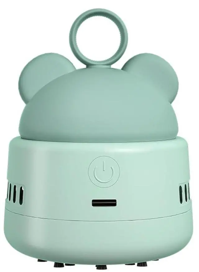 Main image of Mini Desktop Vacuum Cleaner with USB Charging, Cleaning Brush, Bear Head Ring for Easy Grip, 360° Swivel Portable Vacuum Cleaner for Keyboards Office Desks and Other Dusty Debris