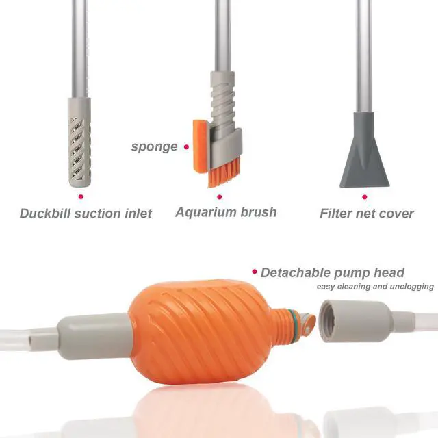 Alt view image 2 of 6 - Compact Aquarium Siphon Vacuum and Water Changer Kit with Cleaning Brush. Perfect for Simultaneous Water Changing and Cleaning in Small Fish Tanks. Gravel and Sand Cleaning.