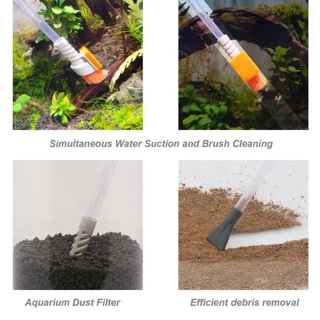Alt view image 3 of 6 - Compact Aquarium Siphon Vacuum and Water Changer Kit with Cleaning Brush. Perfect for Simultaneous Water Changing and Cleaning in Small Fish Tanks. Gravel and Sand Cleaning.