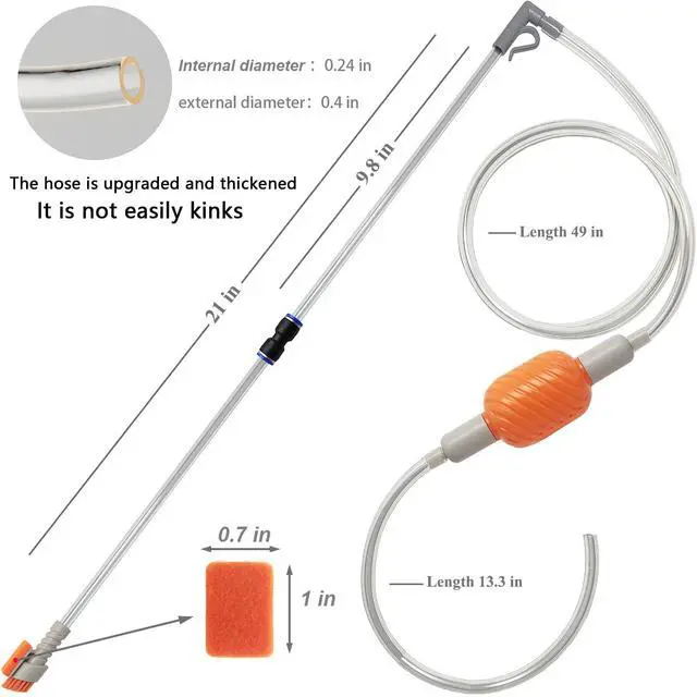 Alt view image 4 of 6 - Compact Aquarium Siphon Vacuum and Water Changer Kit with Cleaning Brush. Perfect for Simultaneous Water Changing and Cleaning in Small Fish Tanks. Gravel and Sand Cleaning.