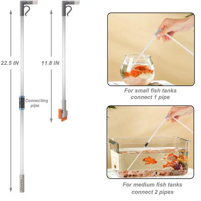 Alt view image 5 of 6 - Compact Aquarium Siphon Vacuum and Water Changer Kit with Cleaning Brush. Perfect for Simultaneous Water Changing and Cleaning in Small Fish Tanks. Gravel and Sand Cleaning.