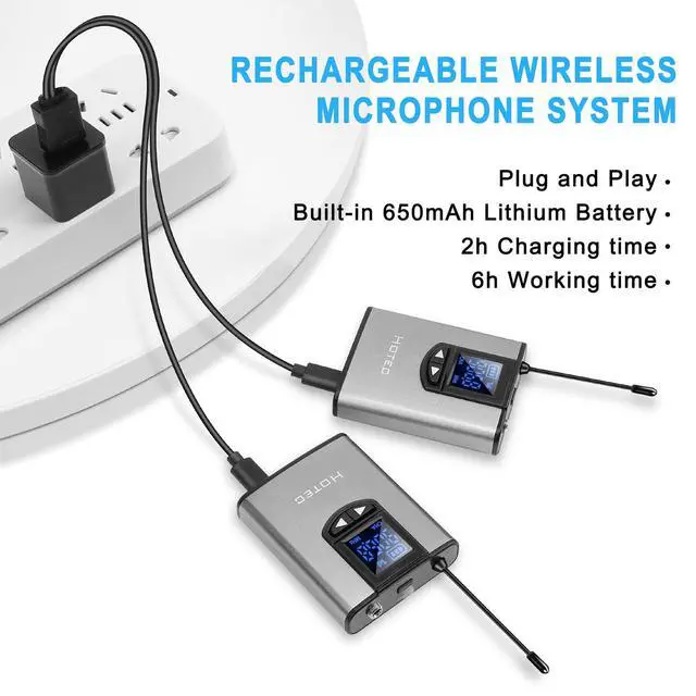 Alt view image 5 of 7 - UHF Wireless Microphone System with Dual Lapel/Lavalier and Headset Microphones Over PA, Mixer, Speaker, Karaoke Machine for Church, Training, Classroom, Interview (H-K25)
