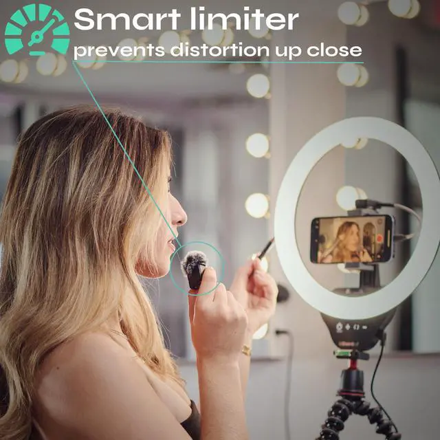 Alt view image 2 of 7 - Creatormic Voice-enhancing Mini Wireless Lavalier Microphones for Iphone, Android, Camera - Limiter, Voice Eq, Noise Cancel, Magnetic Mount 2 Pack Lapel Mics for Youtube, Vlogging, Streaming, Tiktok