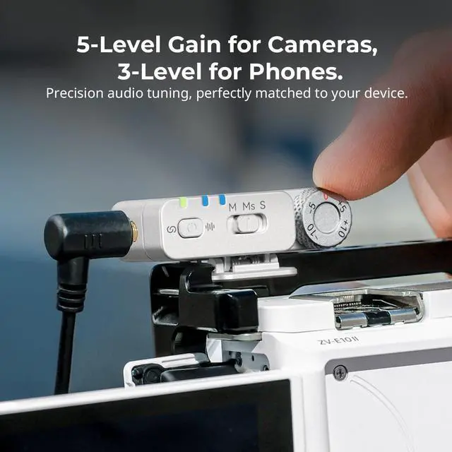 Alt view image 6 of 7 - Wireless Mic S70 (2 TX + 2 RX + Charging Case), USB-C and 3.5mm Jack Compact Wireless Microphone for Android Phone/Action Camera, 48h Use, Noise Reduction Record for Vlog (White)