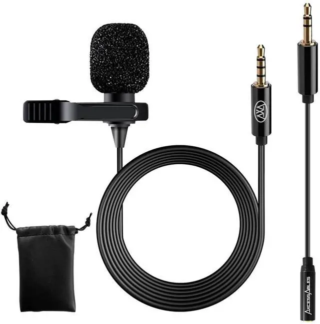 Main image of Lavalier Microphone with 3.5mm TRRS Cable & TRS Adapter Omnidirectional Clip On Lapel Mic for iPhone Android Camera Laptop Wired Condenser Microphone for YouTube Podcast Interview