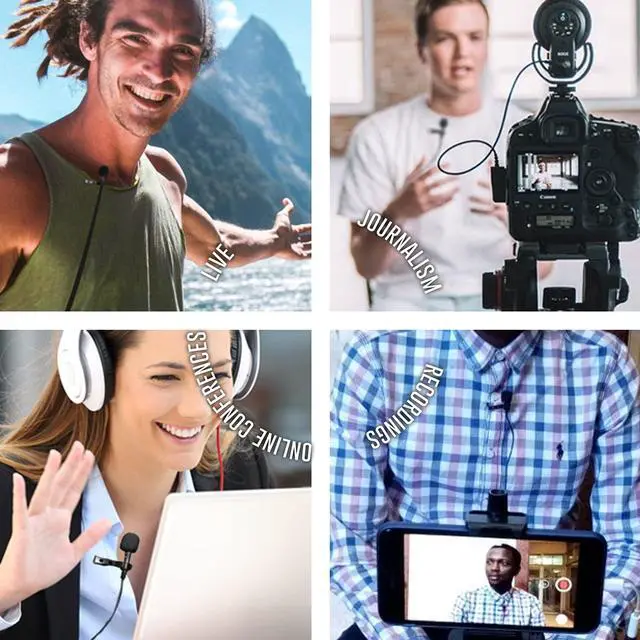 Alt view image 4 of 6 - Lavalier Microphone with 3.5mm TRRS Cable & TRS Adapter Omnidirectional Clip On Lapel Mic for iPhone Android Camera Laptop Wired Condenser Microphone for YouTube Podcast Interview