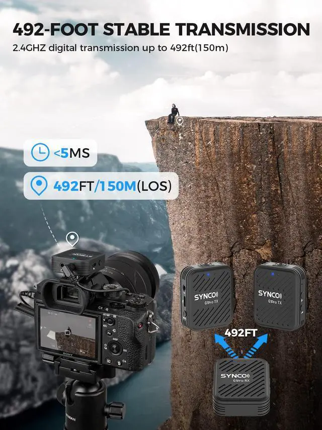 Alt view image 2 of 6 - Wireless Lavalier Microphones & System, G1(A2) Pro Lapel Mic Dual Pack with Charging Case Noise Cancellation 492FT 8H for Online Class/YouTube/Tiktok, Vlogging-Lav-Mics-for-Camera
