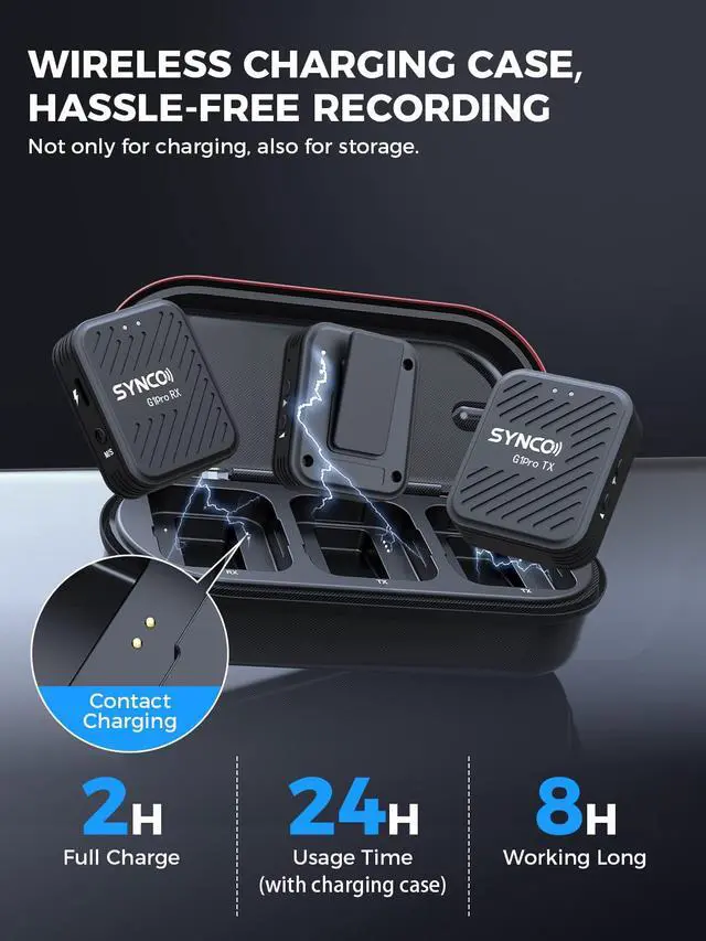 Alt view image 3 of 6 - Wireless Lavalier Microphones & System, G1(A2) Pro Lapel Mic Dual Pack with Charging Case Noise Cancellation 492FT 8H for Online Class/YouTube/Tiktok, Vlogging-Lav-Mics-for-Camera