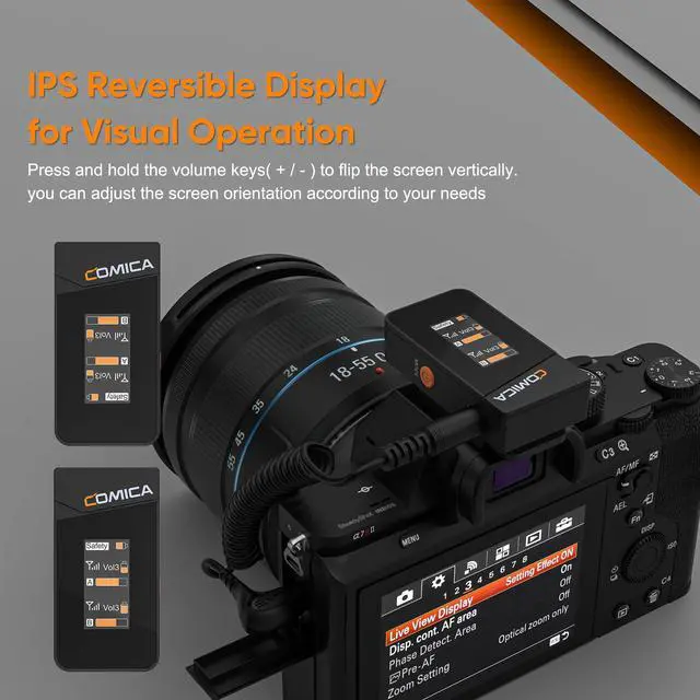 Alt view image 7 of 7 - Vimo C3 Wireless Lavalier Microphone with Noise Cancellation, 656ft Transmission, Gain Control, Compact Wireless Lapel Microphone for DSLR Cameras/Android/Live-Streaming/Vlogging/YouTube