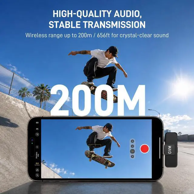 Alt view image 6 of 7 - CM2 Wireless Lavalier Microphone, USB-C Clip-On Mic for iPhone 15/16/17 & Android, Mini Mic with Noise Cancelling and Charging Case for Content Creation, Vlogging, Podcast & Streaming