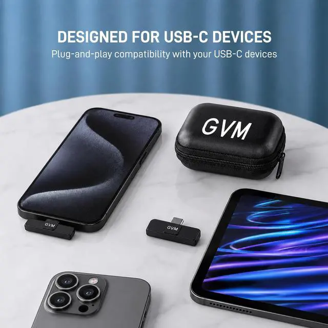 Alt view image 7 of 7 - CM2 Wireless Lavalier Microphone, USB-C Clip-On Mic for iPhone 15/16/17 & Android, Mini Mic with Noise Cancelling and Charging Case for Content Creation, Vlogging, Podcast & Streaming
