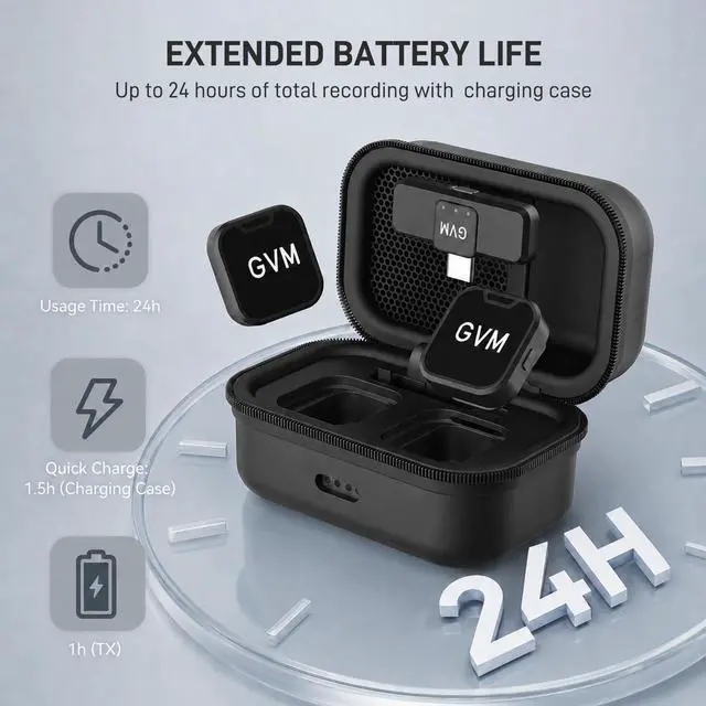 Alt view image 5 of 7 - CM2 Wireless Lavalier Microphone, USB-C Clip-On Mic for iPhone 15/16/17 & Android, Mini Mic with Noise Cancelling and Charging Case for Content Creation, Vlogging, Podcast & Streaming