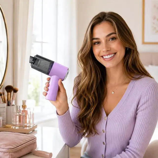 Alt view image 2 of 7 - Mini Handheld Vacuum Cordless, Lightweight Portable Vacuum Cleaner for Home, Car, Desk, Keyboard, Sofa and Crumbs, USB Rechargeable Small Vacuum with Washable Filter, Stylish Lavender Purple