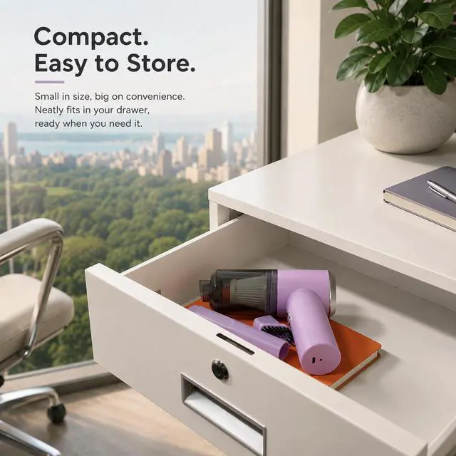 Alt view image 5 of 7 - Mini Handheld Vacuum Cordless, Lightweight Portable Vacuum Cleaner for Home, Car, Desk, Keyboard, Sofa and Crumbs, USB Rechargeable Small Vacuum with Washable Filter, Stylish Lavender Purple