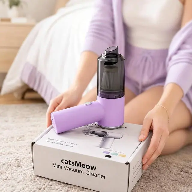 Alt view image 7 of 7 - Mini Handheld Vacuum Cordless, Lightweight Portable Vacuum Cleaner for Home, Car, Desk, Keyboard, Sofa and Crumbs, USB Rechargeable Small Vacuum with Washable Filter, Stylish Lavender Purple