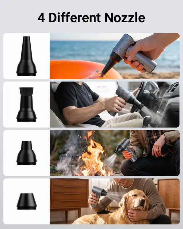 Alt view image 7 of 7 - SwiftFlow X7 Compressed Air Duster, Ultra-Powerful Electric Air Duster, 3-Speed Adjustable Rechargeable Cordless Air Blower for Computer, Keyboard, Home, Outdoor and Car