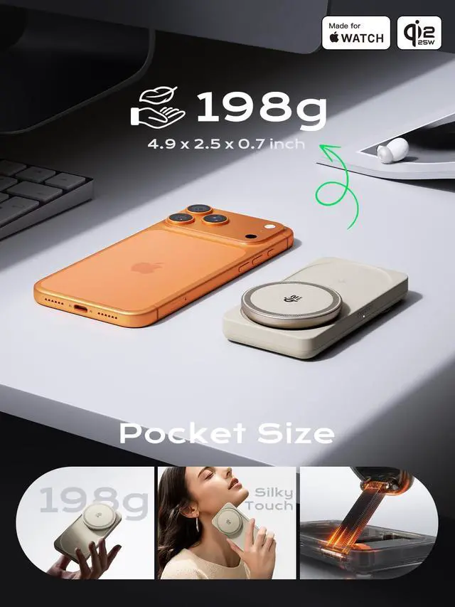 Alt view image 4 of 7 - 3 in 1 Qi2 Wireless Charging Station, 25W Magnetic Charger with MFi-Certified Apple Watch Module for iPhone 17/16/15/14/13/12, AirPods, Pixel 10 Pro XL, 45W Adapter