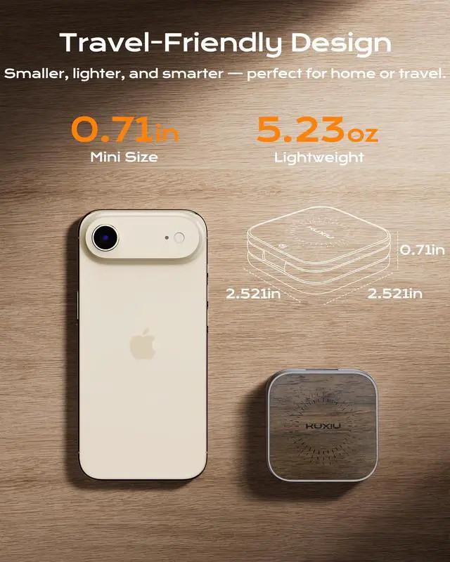 Alt view image 4 of 7 - Qi2.2 25W Magnetic Wireless Charger, Foldable 3 in 1 Travel Charging Station for iPhone 17/16/15/14/13/12, 5W for Apple Watch & AirPods, Aluminum Alloy Design, with 45W GaN Adapter, Wood Grain