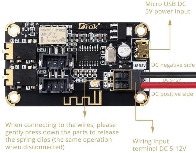 Alt view image 3 of 7 - Blue~Tooth Board, 12V Audio Receiver Blue~Tooth Module DC 5V-12V Portable Wire~Less Electronics Stereo Music Receive Circuit Chip with Micro USB Port for Headphone Speaker Home Sound System DIY