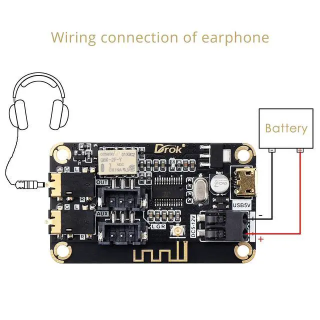 Alt view image 5 of 7 - Blue~Tooth Board, 12V Audio Receiver Blue~Tooth Module DC 5V-12V Portable Wire~Less Electronics Stereo Music Receive Circuit Chip with Micro USB Port for Headphone Speaker Home Sound System DIY