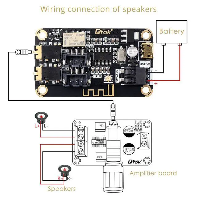 Alt view image 6 of 7 - Blue~Tooth Board, 12V Audio Receiver Blue~Tooth Module DC 5V-12V Portable Wire~Less Electronics Stereo Music Receive Circuit Chip with Micro USB Port for Headphone Speaker Home Sound System DIY