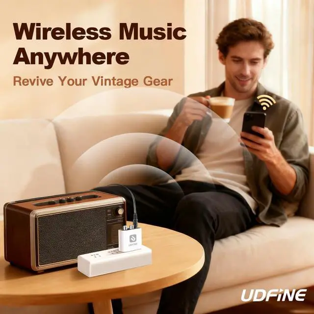Alt view image 7 of 7 - Smart Bluetooth 6.0 to AUX/RCA Adapter & Receiver for Home Stereo, Wireless Bluetooth Adapter for Stereo Receiver, Plug & Play, Sound, Upgrade Old Speakers, Udfine AudioLink