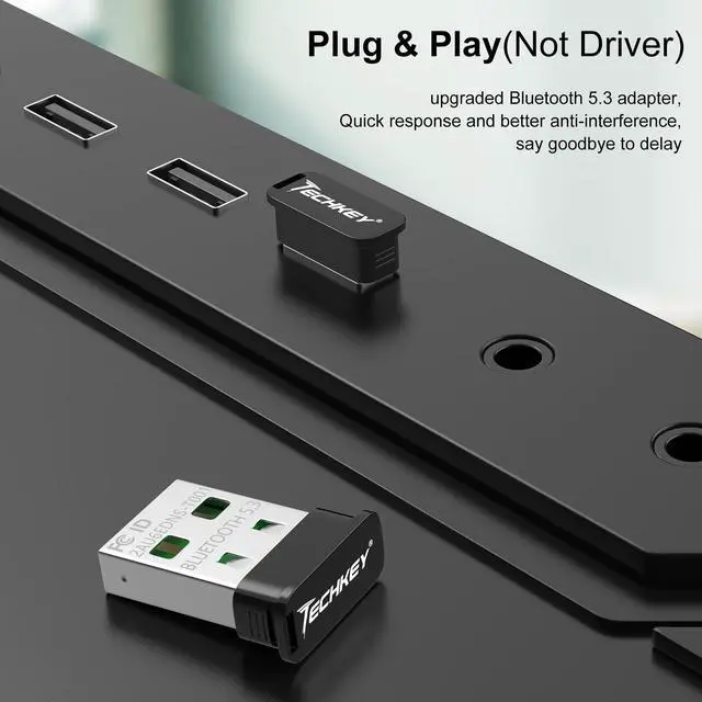 Alt view image 2 of 5 - USB Bluetooth Adapter for Desktop PC, Plug&Play 5.3 Mini EDR Bluetooth Dongle Receiver & Transmitter for Laptop Computer Compatible with BT Headphones Keyboard Mouse Windows 11/10/8.1