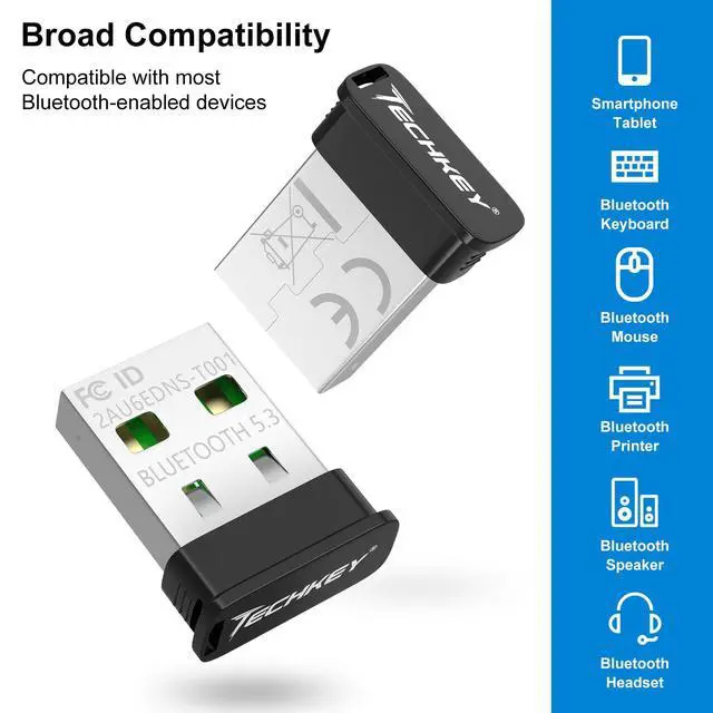 Alt view image 5 of 5 - USB Bluetooth Adapter for Desktop PC, Plug&Play 5.3 Mini EDR Bluetooth Dongle Receiver & Transmitter for Laptop Computer Compatible with BT Headphones Keyboard Mouse Windows 11/10/8.1