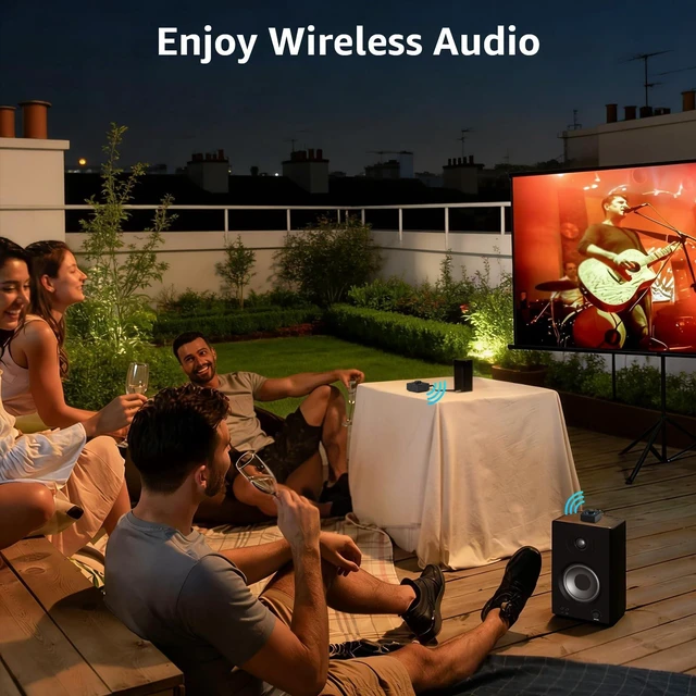 Alt view image 7 of 7 - Wireless Audio Transmitter Receiver Set (1 TX + 1 RX) for TV Wireless Audio Adapter with RCA/AUX out, 25ms Low Latency 262ft Long Range, for TV/Soundbar/Powered Speakers/Amplifier