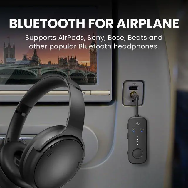 Alt view image 3 of 7 - Relay Airplane Bluetooth Adapter for 2 AirPods or Headphones