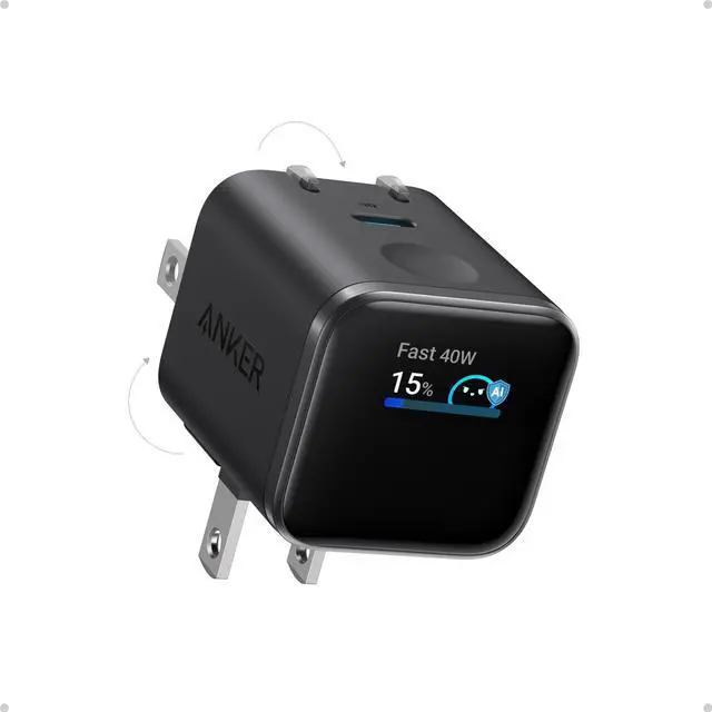 Main image of Smart Display Charger, Anker Nano USB C Charger Block, 45W Max GaN Phone Charger,180° Foldable Plug,Smart Recognition,Built-in Care Mode,for iPhone17/16/15(Non-Battery,One USB-C Port,No Cable)