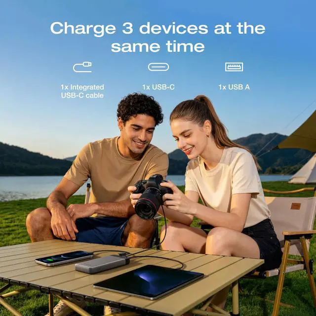 Alt view image 4 of 7 - Rapid 20000mAh Power Bank, 45W Max Fast Charging,Portable Phone Charger Built in USB C Cable and USB-C&A Port Digital Display Battery Bank for iPhone 17/16/15 Series, Samsung S23 ipad 11